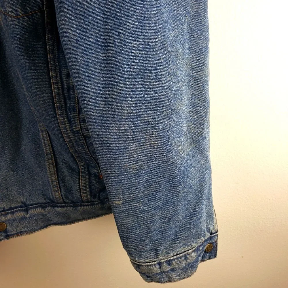 Men's Vintage Milano Bay Denim Sherpa Line Snap Button Jacket Size Large - Picture 6 of 13